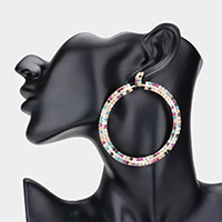 Rhinestone Statement Open Circle Evening Earrings