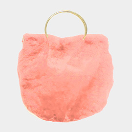 Solid Faux Fur Tote / Crossbody Bag