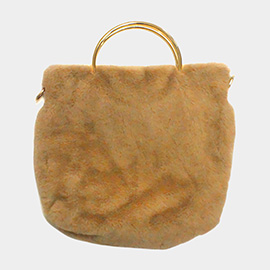 Solid Faux Fur Tote / Crossbody Bag