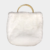 Solid Faux Fur Tote / Crossbody Bag