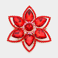 Teardrop Stone Accented Flower Pin Brooch