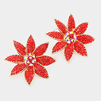 Bubble Stone Embellished Flower Evening Earrings