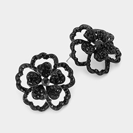 Bubble Stone Embellished Flower Evening Earrings