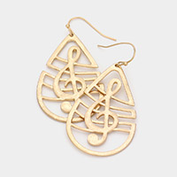 Treble Clef  Music Note Teardrop Dangle Earrings