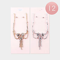 12PCS - Draped Rhinestone Necklaces