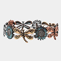 Metal Dragonfly Sunflower Stretch Bracelet