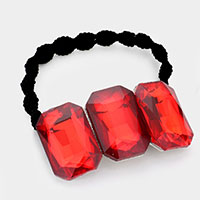 Triple Crystal Rectangle Accented Stretch Hairband