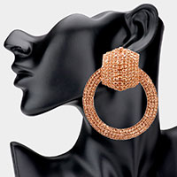 Rhinestone Pave Open Circle Evening Earrings