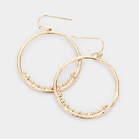 Bubble Detailed Irregular Metal Open Circle Dangle Earrings