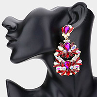 Multi Stone Cluster Chandelier Dangle Evening Earrings