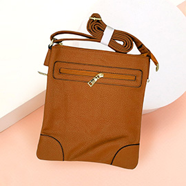 Solid Faux Leather Crossbody Bag