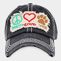 PEACE LOVE DOGS Message Vintage Baseball Cap