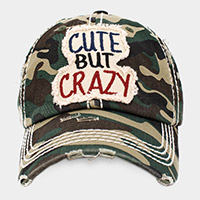 CUTE BUT CRAZY Message Camouflage Patterned Vintage Baseball Cap