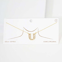 -U- CZ Monogram Pendant Necklace