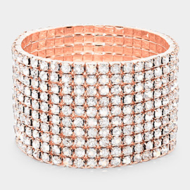 10-ROW Rhinestone Stretch Evening Bracelet