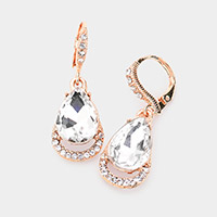 Teardrop Stone Dangle Lever Back Evening Earrings