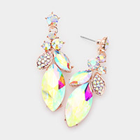 Marquise Stone Accented Dangle Evening Earrings