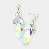 Marquise Stone Accented Dangle Evening Earrings