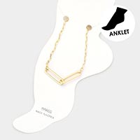 Brass Metal Open Oval Link Anklet