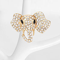 Stone Embellished Metal Elephant Stretch Ring