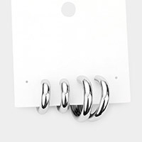 2Pairs - Metal Half Hoop Earrings