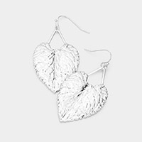 Textured Metal Leaf Dangle Earrings