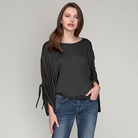 Ruched Tie Sleeves Top