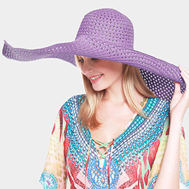 Open Weave Wide Brim Straw Sun Hat
