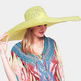 Open Weave Wide Brim Straw Sun Hat
