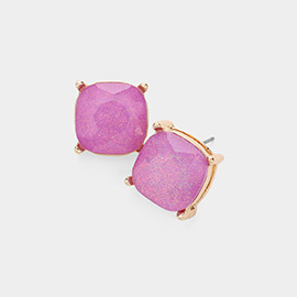 Glittered Cushion Square Stud Earrings