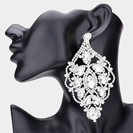 Marquise Stone Accented Statement Evening Earrings