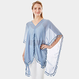 Tassel Trimmed Solid Cover Up