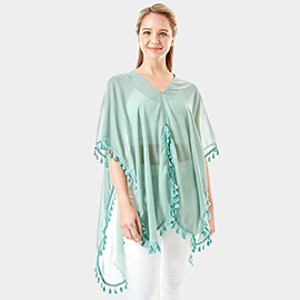 Tassel Trimmed Solid Cover Up