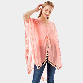 Tassel Trimmed Solid Cover Up