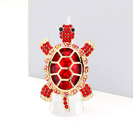 Crystal Rhinestone Pave Turtle Stretch Ring