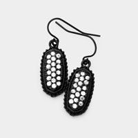 Crystal Embellished Oval Dangle Earrings