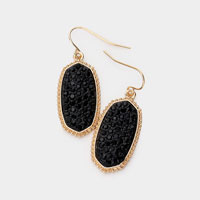 Crystal Pave Hexagon Dangle Earrings