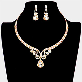 Teardrop  Accented Rhinestone Necklace