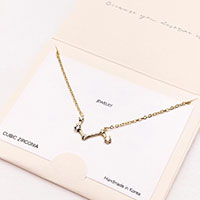 Aries CZ Embellished Zodiac Sign Pendant Necklace