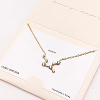 Virgo CZ Embellished Zodiac Sign Pendant Necklace