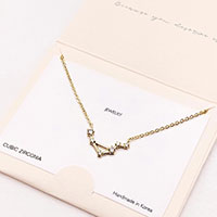 Libra CZ Embellished Zodiac Sign Pendant Necklace