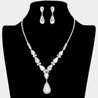 Teardrop Stone Accented Rhinestone Necklace