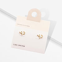 Sagittarius CZ Embellished Zodiac Sign Stud Earrings