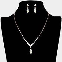 Teardrop Pendant Crystal Rhinestone Necklace