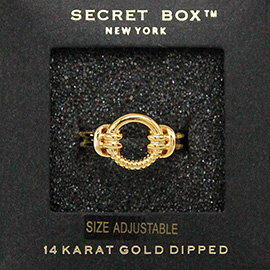 SECRET BOX_14K Gold Dipped Open Circle Accented Ring