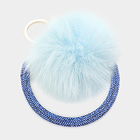 Pom Pom Rhinestone Pave Bangle Keychain / Bracelet