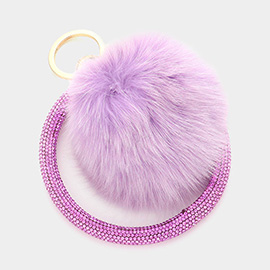 Pom Pom Rhinestone Pave Bangle Keychain / Bracelet