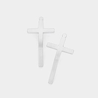 Curved Metal Cross Earrings