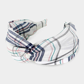 Plaid Check Patterned Twisted Headband