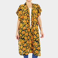 Sunflower Printed Cover Up Kimono Poncho